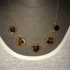 Francesca's Leopard w/ beading Statment Necklace